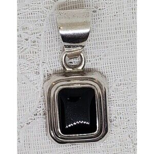 Retired Silpada 925 Sterling Silver Rectangular Onyx Pendant